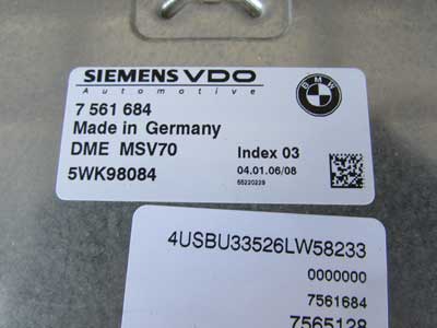 BMW ECU, DME, Ignition, Physical Lock and Key Set 12147561684 2006-2008 (E85) Z46